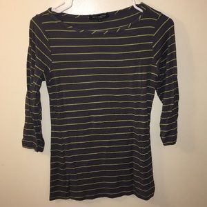 Navy and green stripped 3/4 sleeve shirt